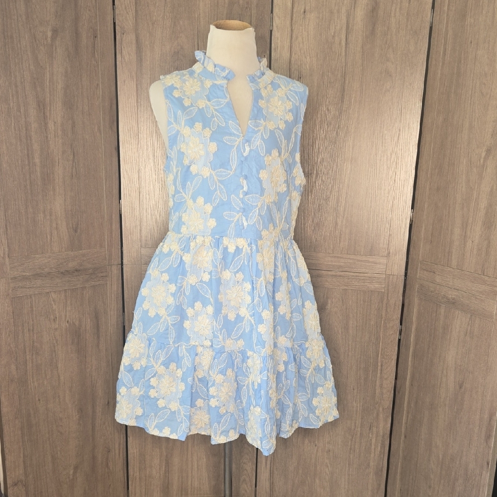 Avara Women Light Blue Floral Lace Dress